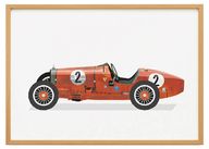 Kids Burnt Orange Vintage Race Car Print