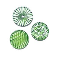 مجموعة أطباق حائط فخارية باللون الأخضر