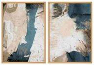 Set of 2 Abstract Blue & beige