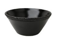 Ashes Deep Large Salad Bowl Half Hammered Edge Black