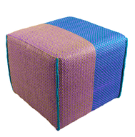 Nomadic Pouf Purple - Handwoven From Plastex - Square