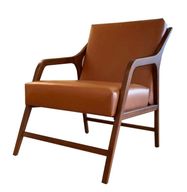 كرسي استرخاء بذراعين من خشب الأرو مع مسند ظهر ومقعد منجدين