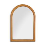 مرآة آبي بإطار خشبي مقوس صغيرة