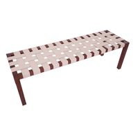 مقعد طويل تابي منسوج بهيكل خشبي