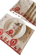 طقم مفارش مائدة بزخرفة حديقة الغزلان