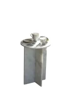 طاولة جانبية ان فول بلوم رخام - سطح دائري