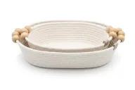 Set of 2 Pieces of Woven Cotton Oval Plates