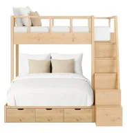 Cloudy Bunk Bed With Perpendicular Beds And Built-in Storage