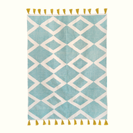Riptide Handwoven Cotton Rug – Diamond Geometric Design With Tassels