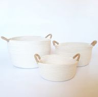 باسكت مستدير من القطن الطبيعي بمقبض من الجوت ( 15 سم × 25 سم )