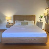 Levitate Bed With Cane And Oak Base & Head Board