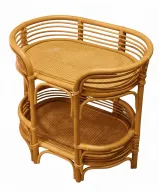 Bamboo Unit With Cane \ Trolley - 2 Levels - Oval Design
