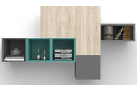 Cube Wall Unit With Open & Closed Storage Spaces With Colors