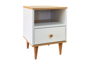 Oakie Nightstand - White & Oak Commode