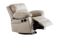 كرسي استرخاء جلد أتلانتا خشب زان مع مسند للقدم بآلية رفع