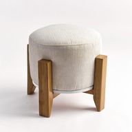 Brick Rocket - Pouf With Upholstered Seat & Beech Legs