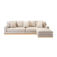 كنبة ألينى بتصميم حرف إل مع قاعدة خشبية