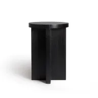 طاولة جانبية بلاس (لون أسود) - خشب أرو - سطح دائري