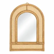 Venta Boho-Style Arched Bamboo Wall Mirror