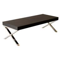 X Coffee table - Oak Veneer Top With Stainless Steel Base