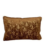 وسادة قطيفة بنقوش الكريسماس - نقوش ذهبية مع ظهر بيج
