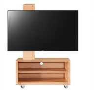 وحدة تلفزيون خشبية متحركة مع لوحة خلفية قابلة للتعديل وأرفف