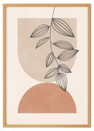 Minimalist Abstract Arches Art with Botanical Accents With Wooden Frame