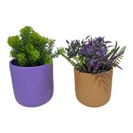 Artificial Flowers & Green Plant with Decorative Pot