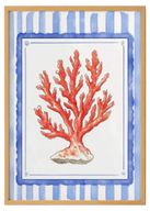 Blue and Red Coral– Framed Coastal Accent