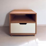 Oak & White Night Table With 1 Spacious Drawer & Shelf