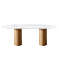 Ria Oval Dining Table With Turkish Carrara Marble Top