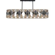Large Rectangular Jute & Glass Pendant Lamp TA_BU_007