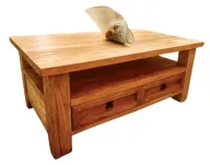 Rustic Drawers Table With Lower Shelf - Spacious Storage