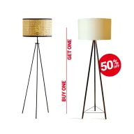 Cane Floor Lamp + Tripod Floor Lamp