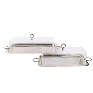 Silver Rectangular Tray with Cover – Nickel-Coated Brass