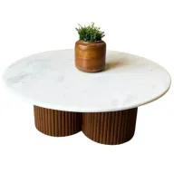 TRI Marble Top - Coffee Table - Round - Carrara Marble