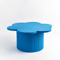 Flower Wooden Coffee Table - Beech Wood Base - Blue Color