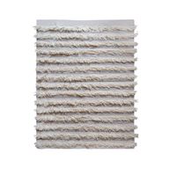 Textured White Fringe Wool Rug