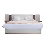 Mashrabiya Upholstered King Bed with LED & Wood Detail