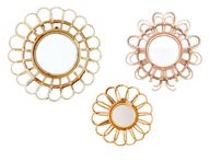 مجموعة مرايا ديكور ذهبية إمبالي - 3 قطع