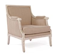 Classic Chair With Carved Wooden Frame & Upholstered Body
