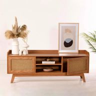 Cube Rattan Mid-Century TV Unit - Rattan & Oak Design