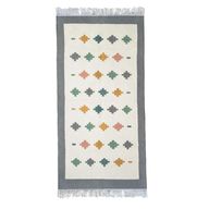 Pastel Tiles Handwoven Wool Rug – Multicolor Geometric Pattern