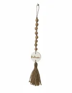 Believe Wooden Bead Garland White