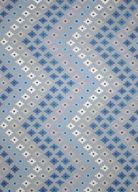 Handwoven Natural Wool Rug – Blue & Gray Geometric Pattern