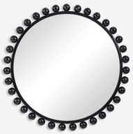 Kholkhal Boho Chic Round Mirror With Lacquered Beaded Frame