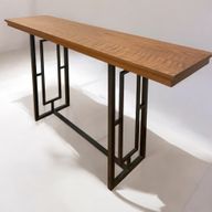 Oak and Metal Console