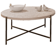 Mandela Coffee Table - Stencil Printed Top With Metal Legs