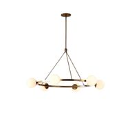 Modern 6-Light Ring Ceiling Lamp in Gold Steel with Opal Glass - YL745
