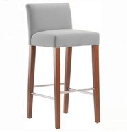 كرسي بار دهب منجد بأرجل خشبية ومسند قدم معدني